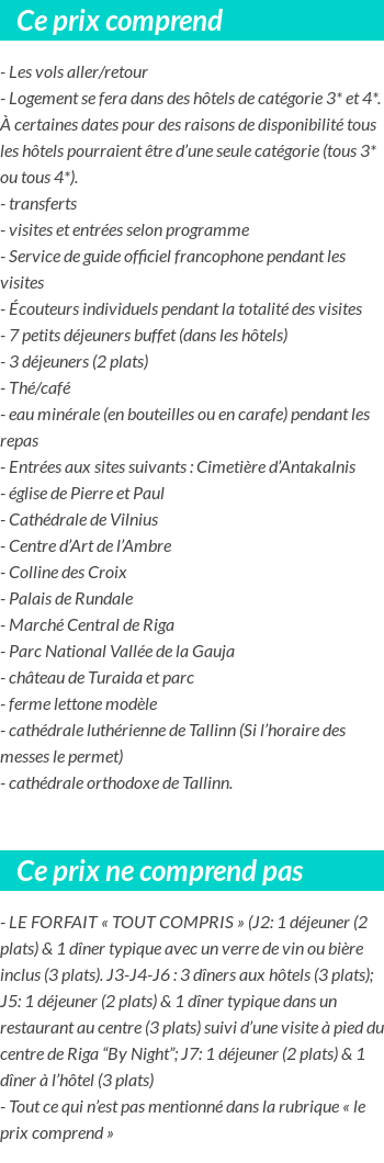 Conditions tarifaires