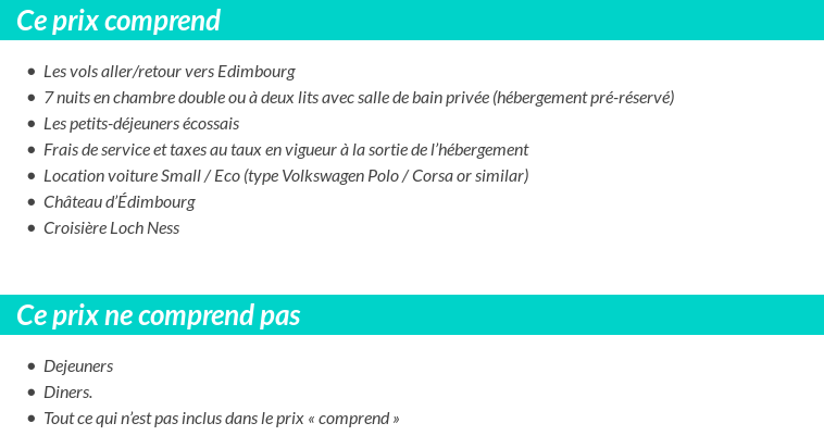 Conditions tarifaires
