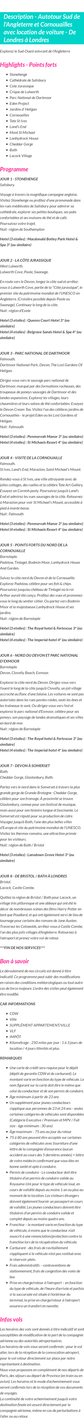 Détails du séjour
