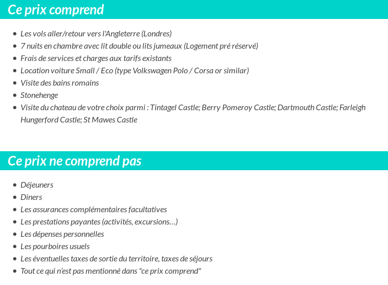 Conditions tarifaires