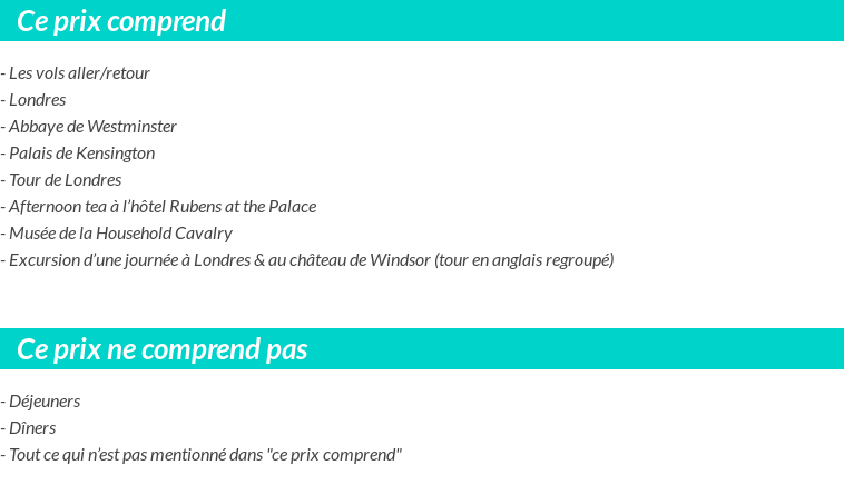 Conditions tarifaires