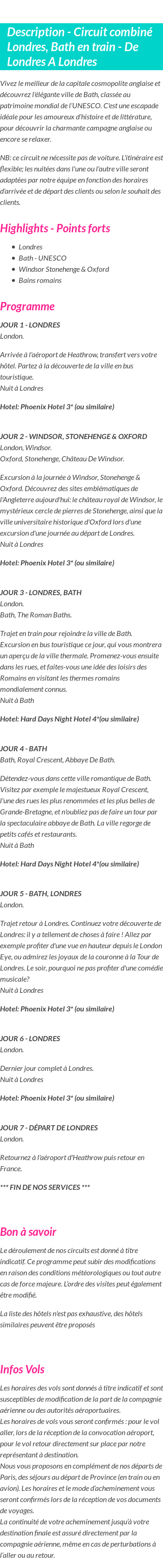 Détails du séjour