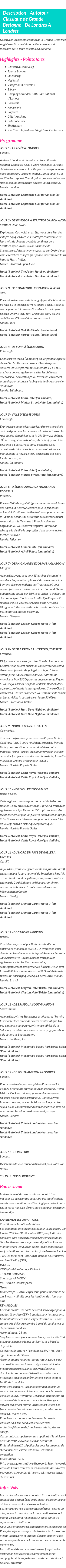 Détails du séjour
