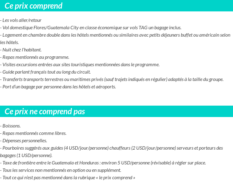 Conditions tarifaires