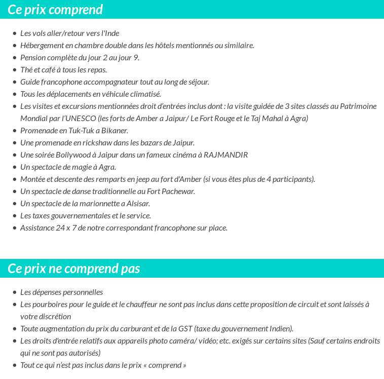 Conditions tarifaires
