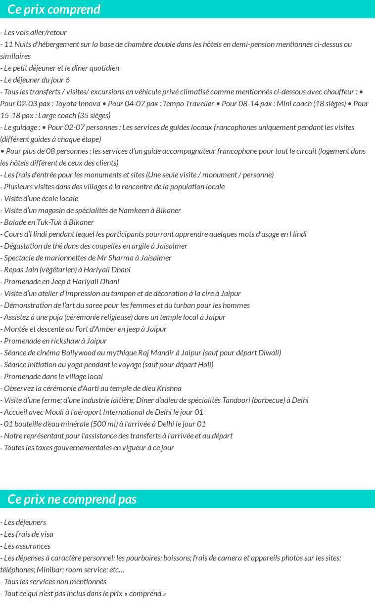 Conditions tarifaires