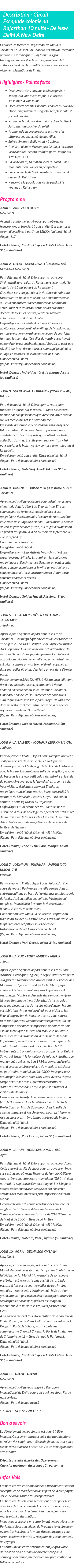 Détails du séjour