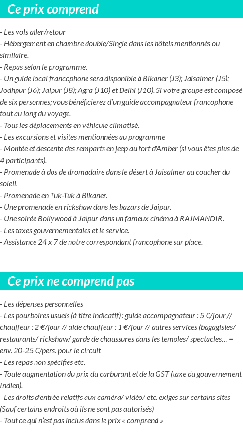Conditions tarifaires