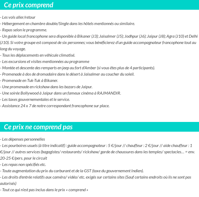Conditions tarifaires