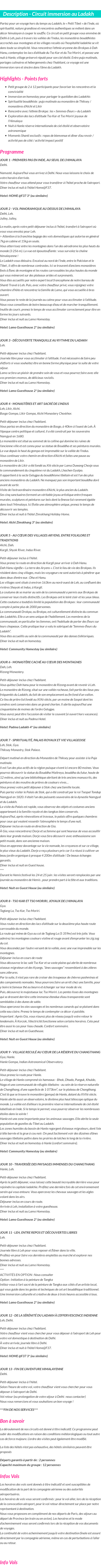 Détails du séjour