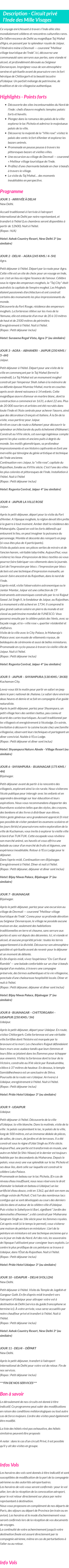 Détails du séjour