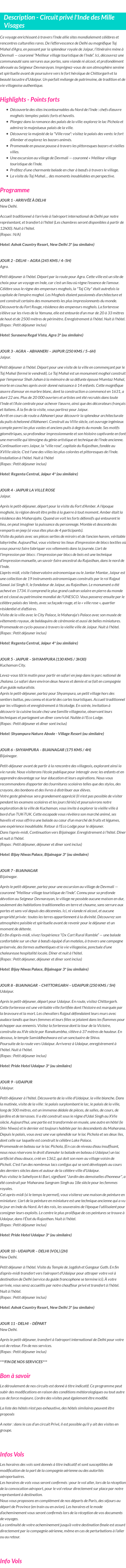 Détails du séjour