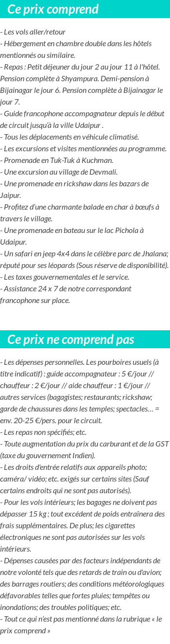 Conditions tarifaires