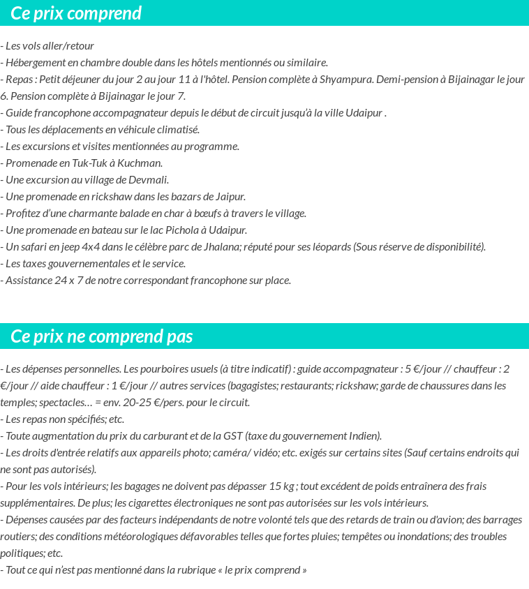 Conditions tarifaires