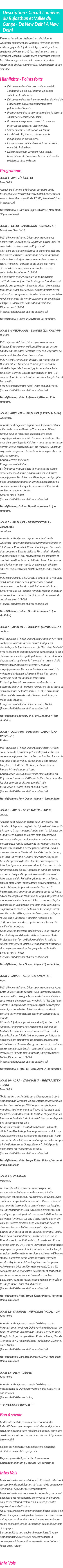 Détails du séjour