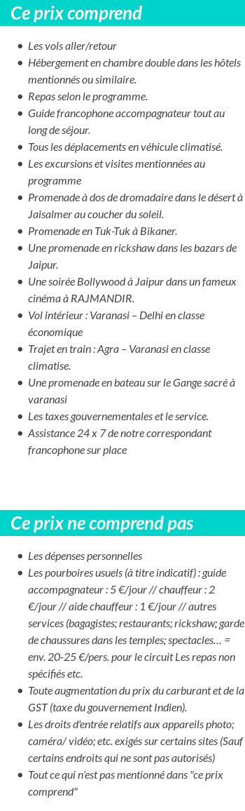 Conditions tarifaires