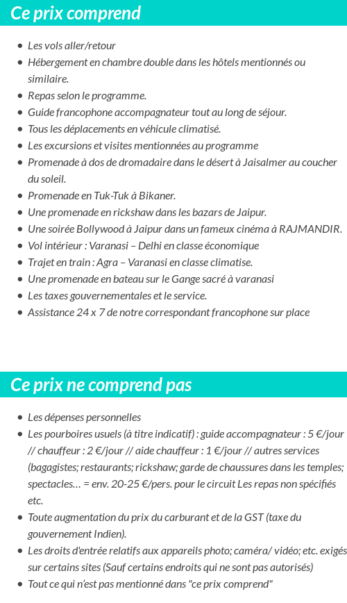 Conditions tarifaires