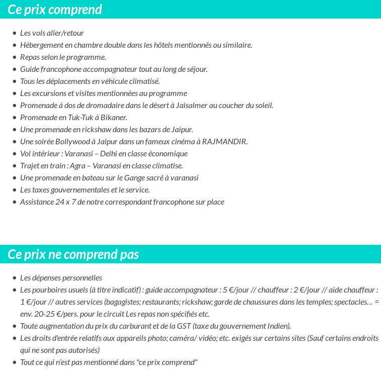 Conditions tarifaires
