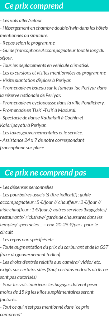 Conditions tarifaires