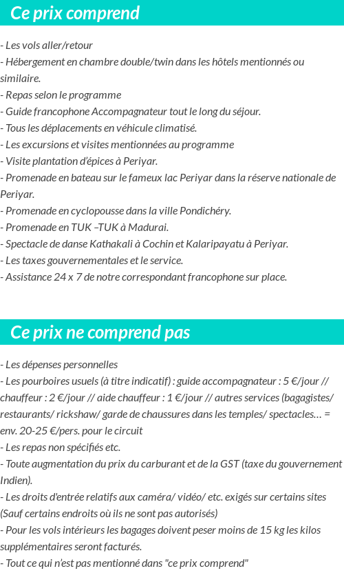 Conditions tarifaires
