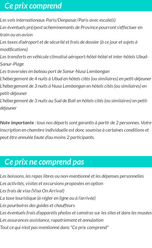 Conditions tarifaires