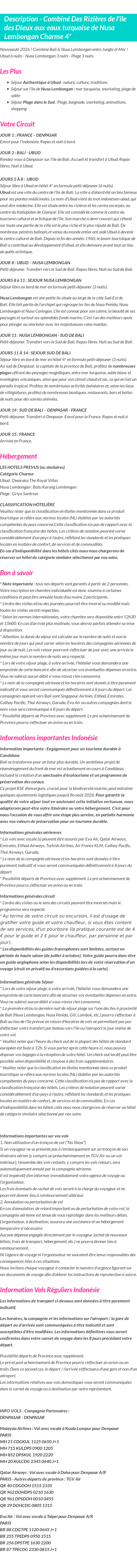Détails du séjour