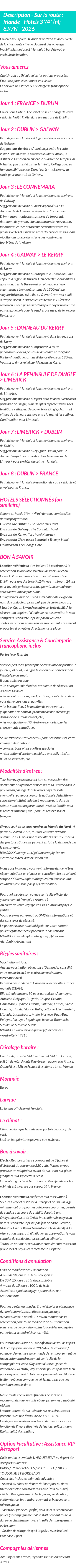 Détails du séjour