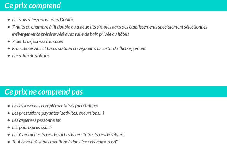 Conditions tarifaires