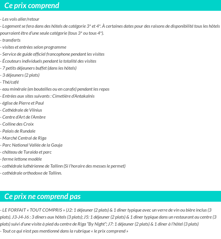 Conditions tarifaires