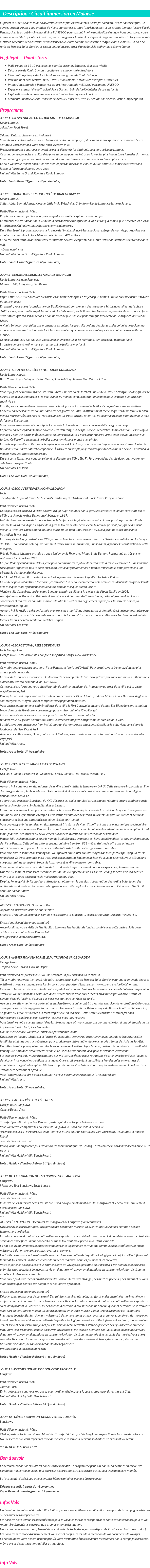 Détails du séjour