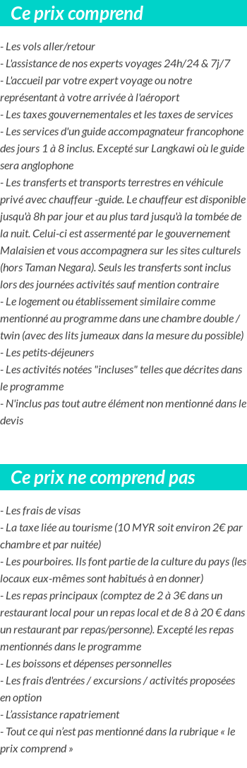 Conditions tarifaires