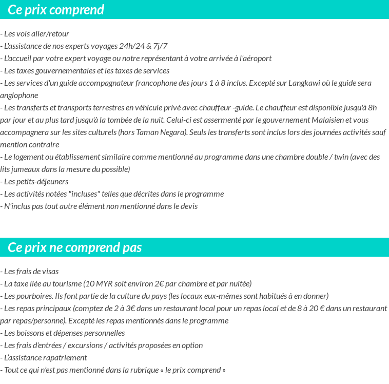 Conditions tarifaires