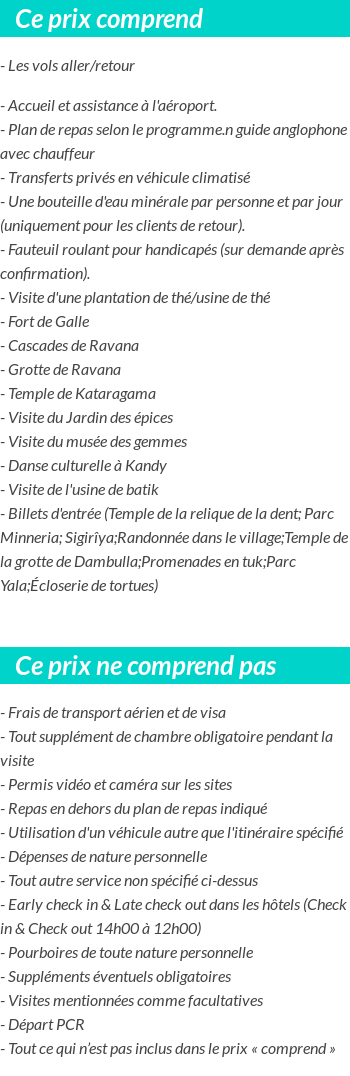 Conditions tarifaires