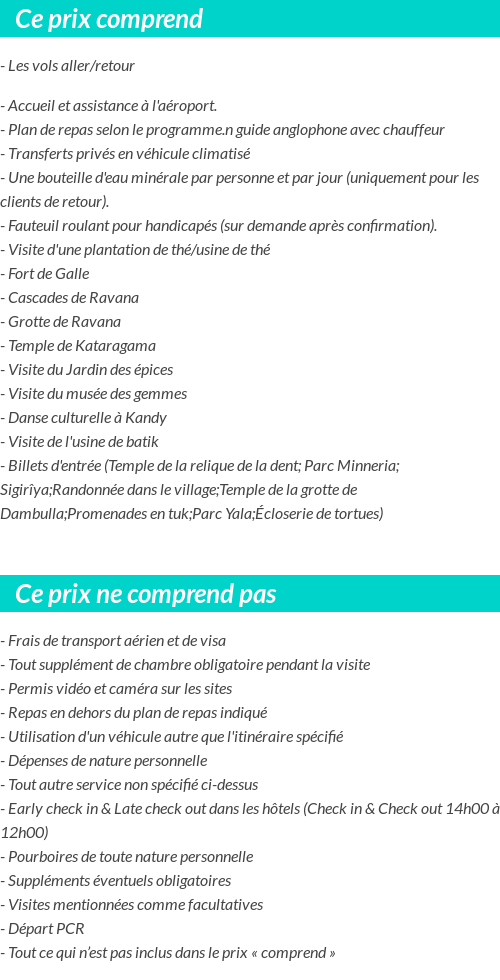 Conditions tarifaires