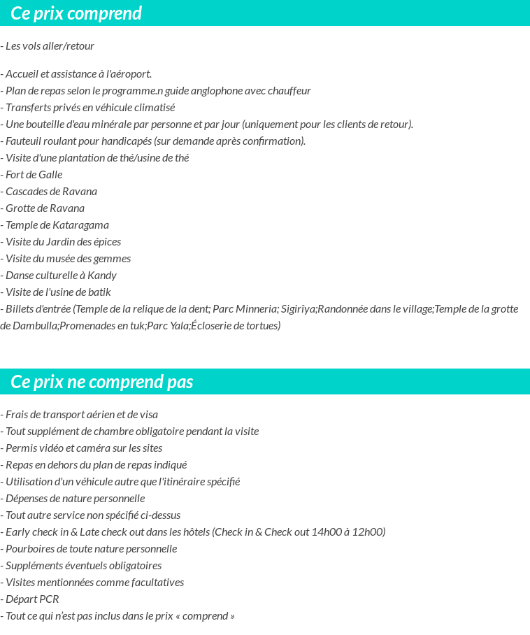 Conditions tarifaires