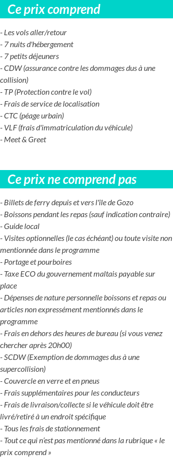 Conditions tarifaires