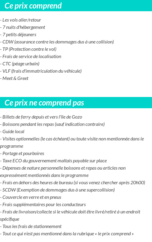 Conditions tarifaires