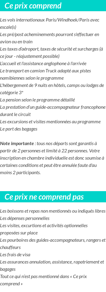 Conditions tarifaires