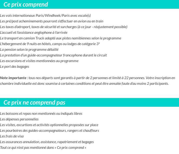 Conditions tarifaires