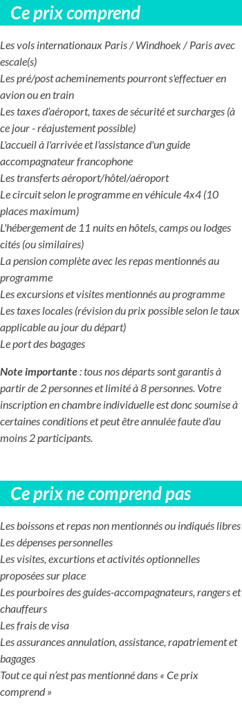 Conditions tarifaires