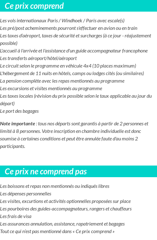 Conditions tarifaires