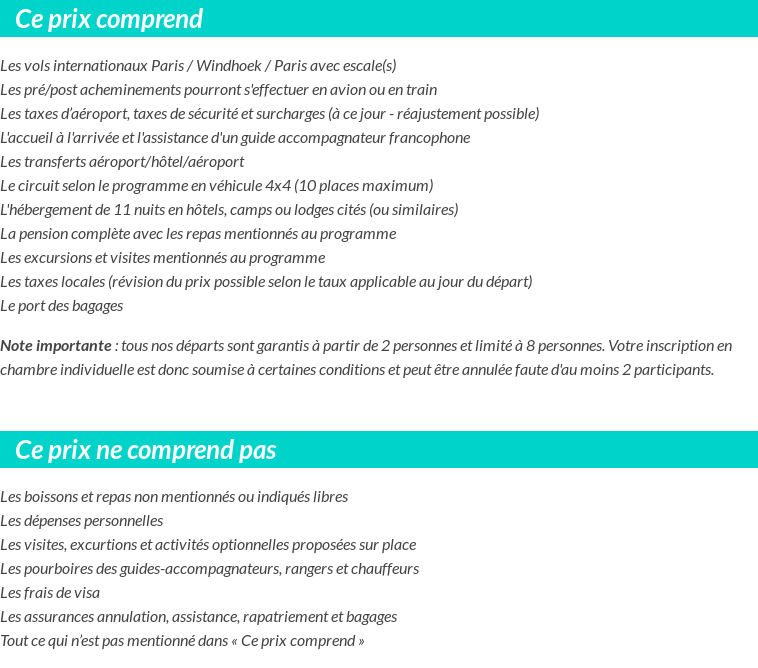 Conditions tarifaires