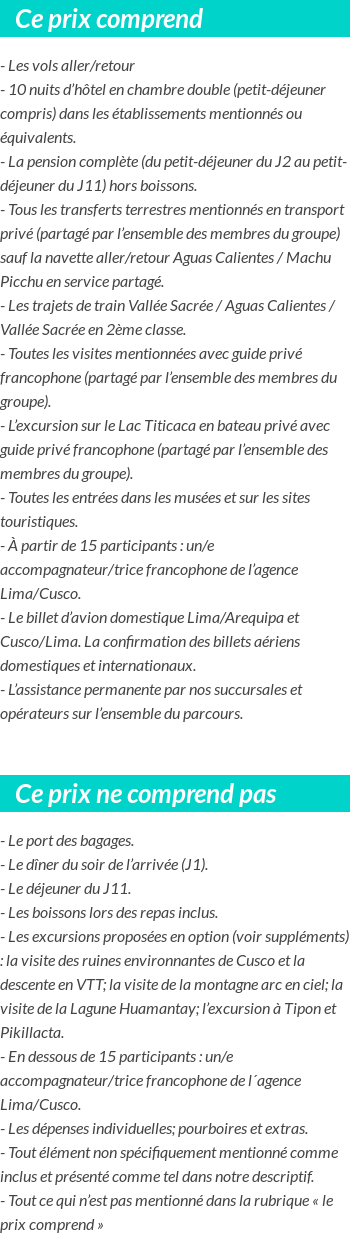 Conditions tarifaires