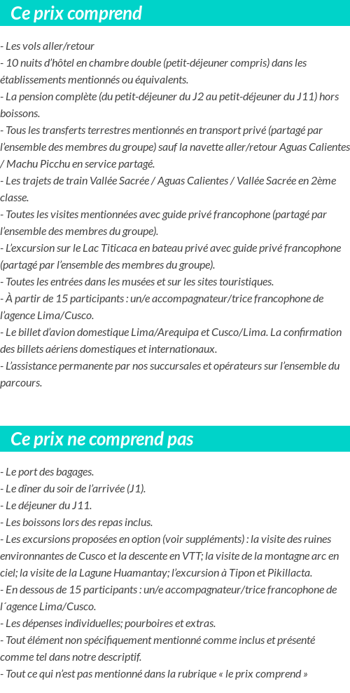 Conditions tarifaires