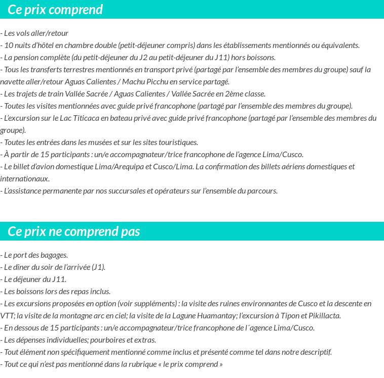 Conditions tarifaires
