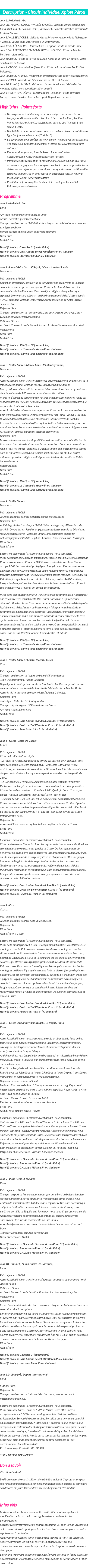 Détails du séjour