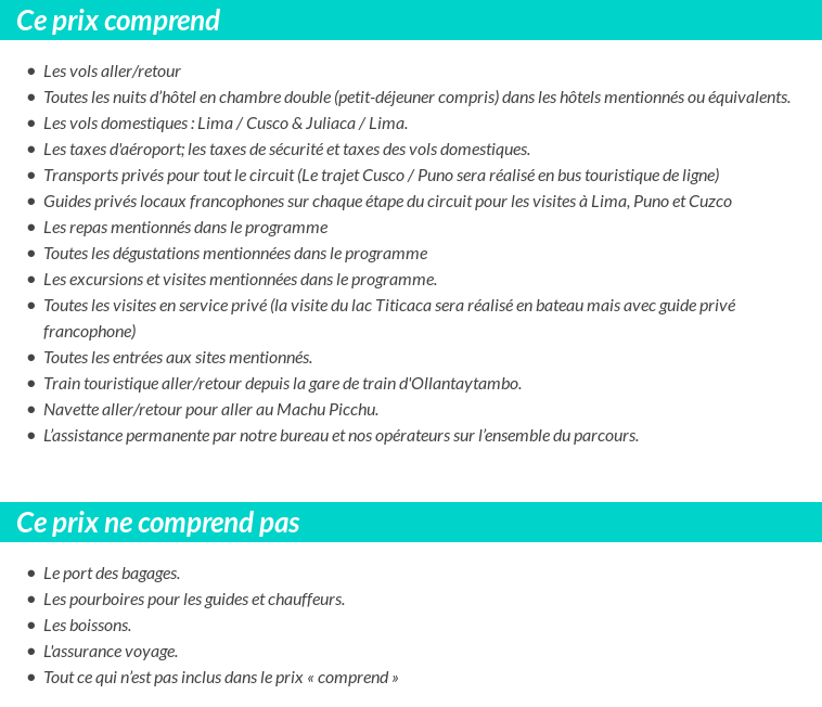 Conditions tarifaires