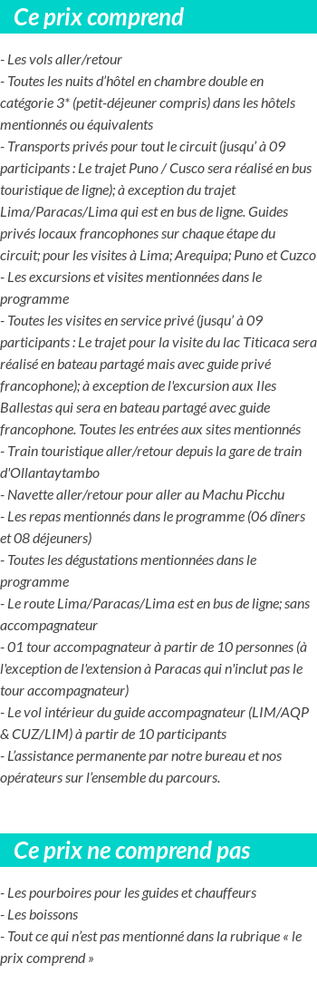 Conditions tarifaires