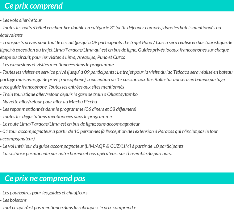 Conditions tarifaires