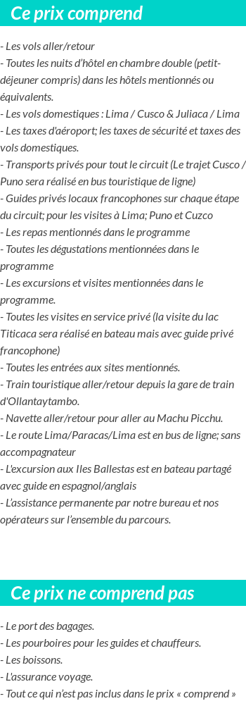 Conditions tarifaires